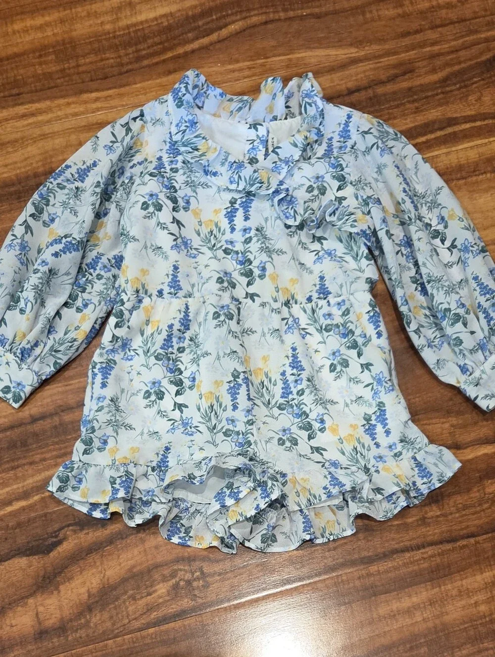 Janie and Jack EUC 2T Yellow/Blue Floral Romper